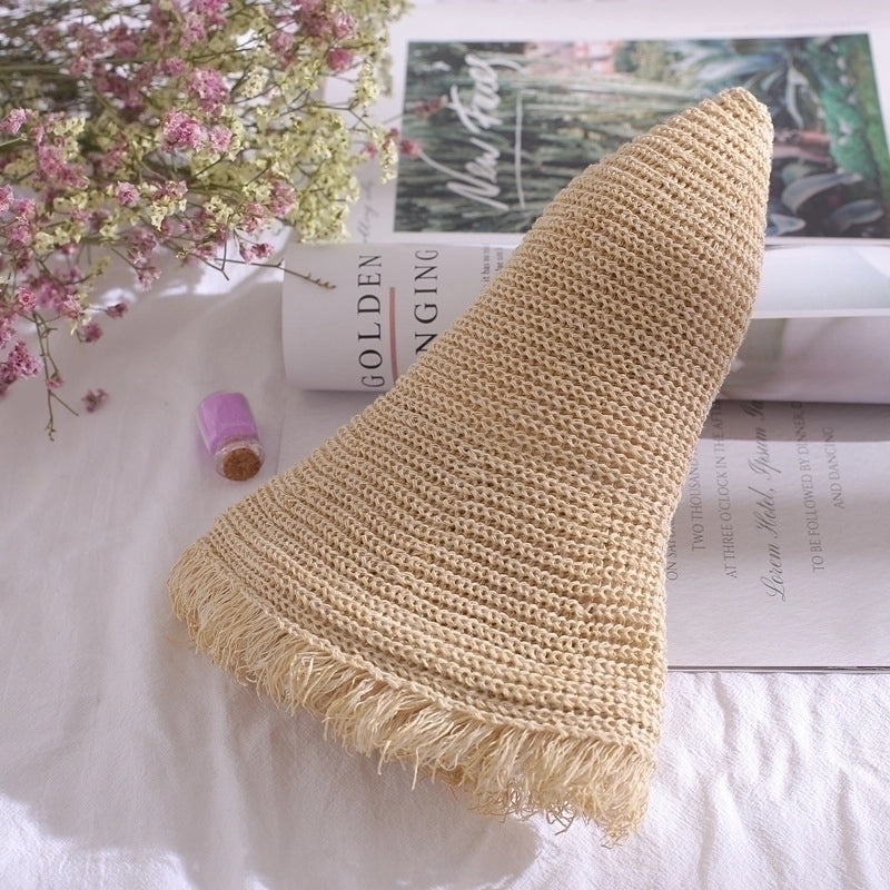 Women's Basic Pastoral Solid Color Wide Eaves Straw Hat