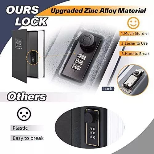 BOOK SAFE BOX WITH COMBINATION LOCK FOR SECURE STORAGE