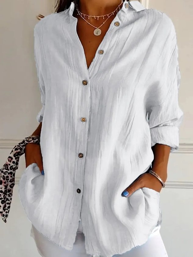 Plain Cotton Casual Blouse