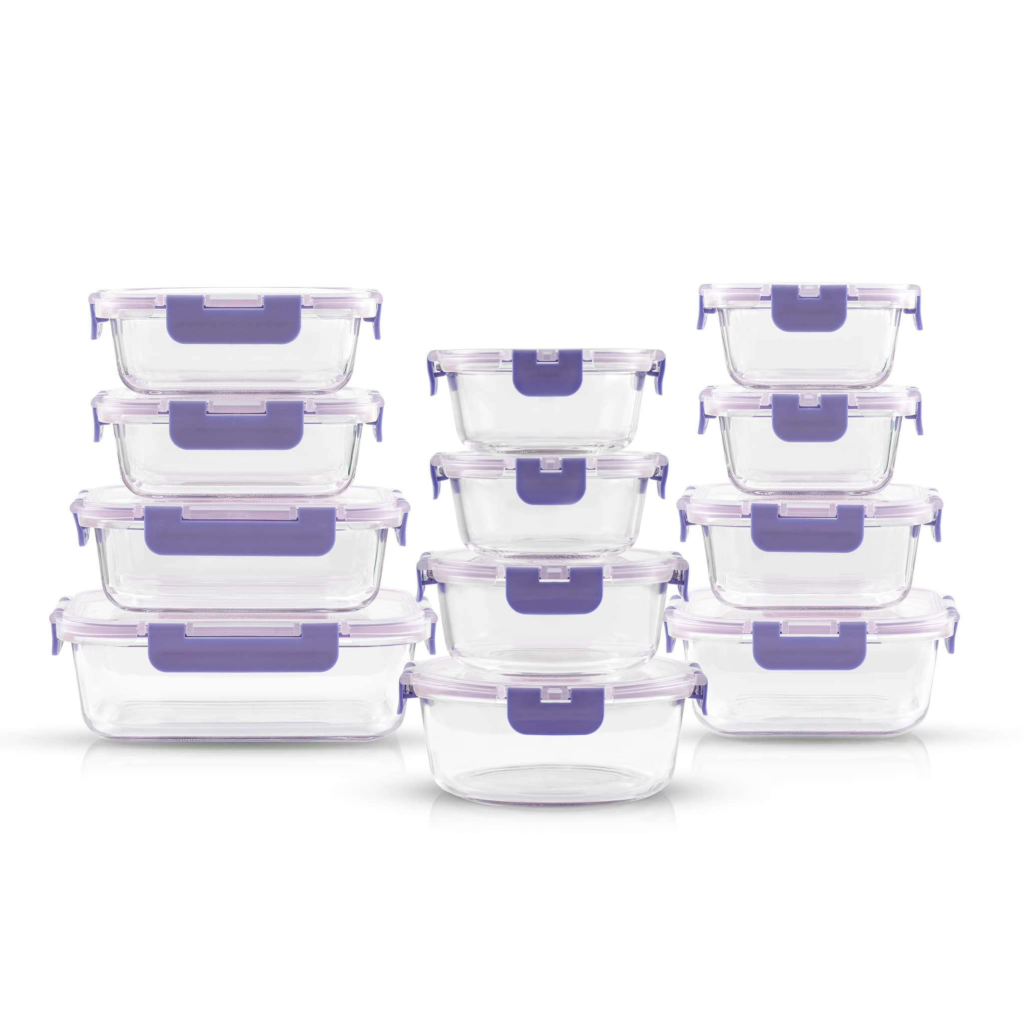 12 Piece Glass Food Storage Containers Set with Airtight Lids