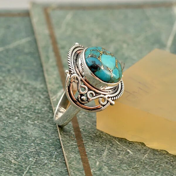 🎁Sterling Silver Boho Turquoise Ring