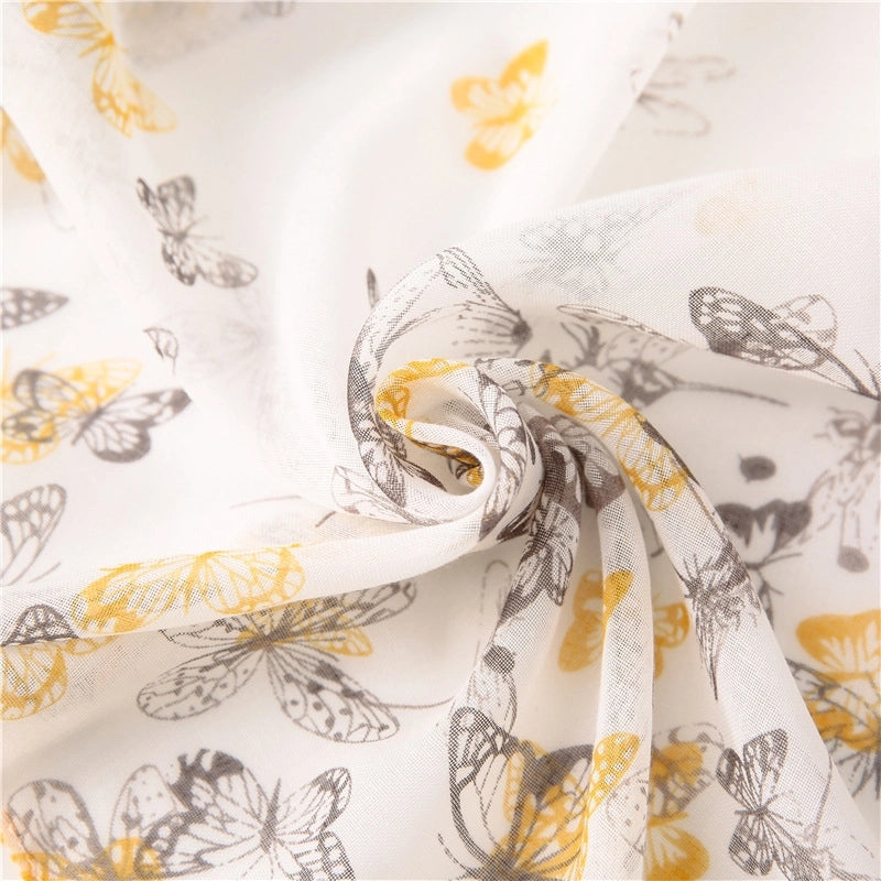Wild Butterfly Warm Shawl Cotton And Linen Feel Gauze Holiday Big Beach Towel