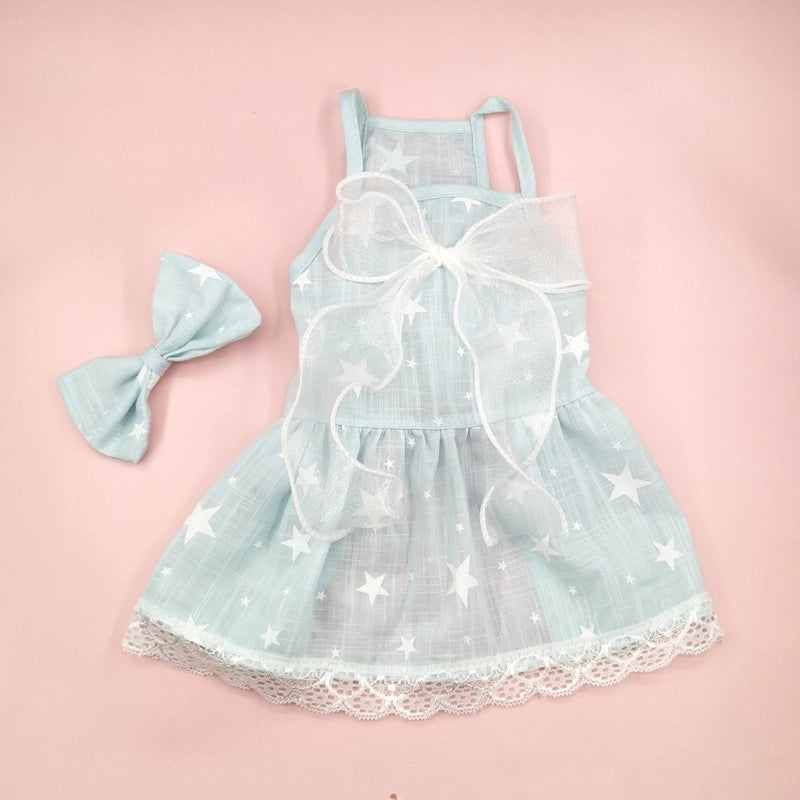 Pastoral Cotton Ditsy Floral Bow Knot Pet Clothing