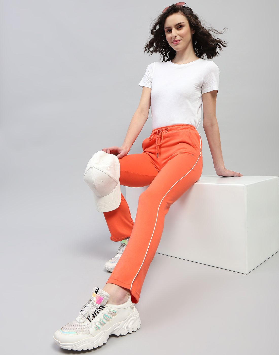 Women Orange Solid Regular Fit Lower