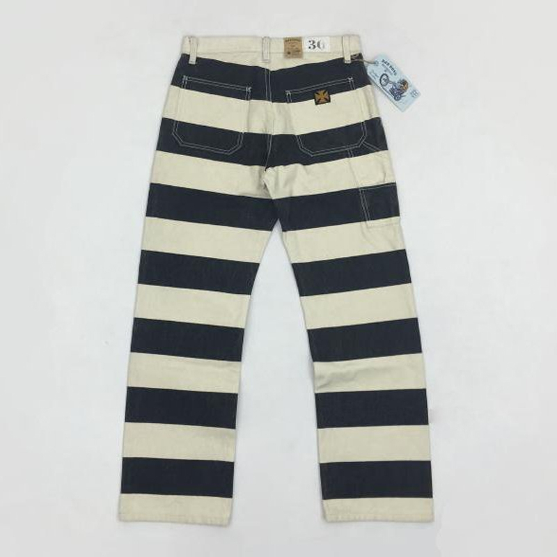 Prison pants motorcycle black and white striped Casual pants