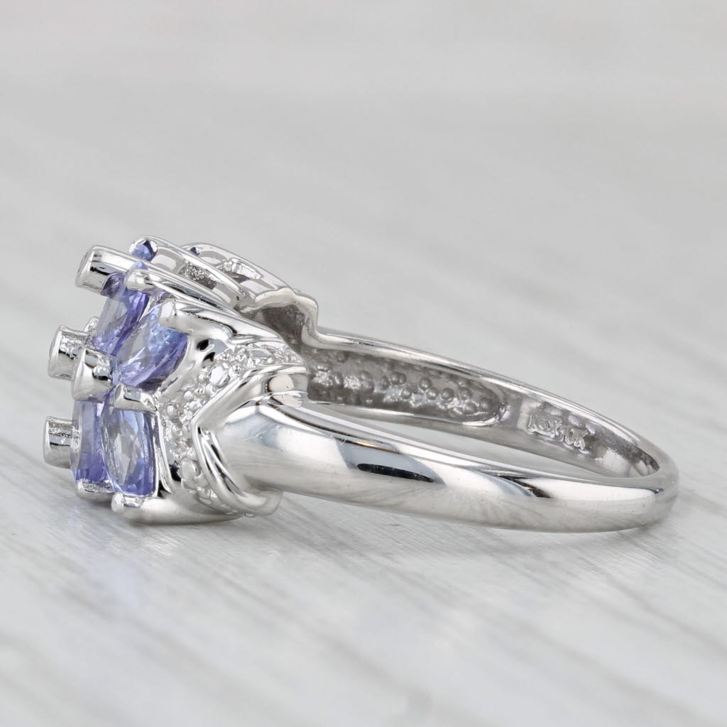 2.02ctw Tanzanite Diamond Cluster Ring 10k White Gold Size 7