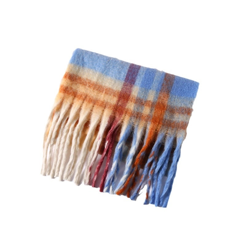 Popular Spring And Winter AC Scarf Warm Thickened Color Plaid Scarf Scarf Shawl Fashionable Western Style Outer Wear