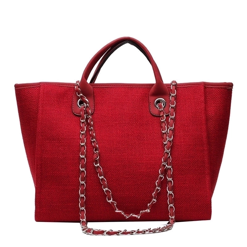 Women'S Large Canvas Solid Color Streetwear Square Zipper Tote Bag