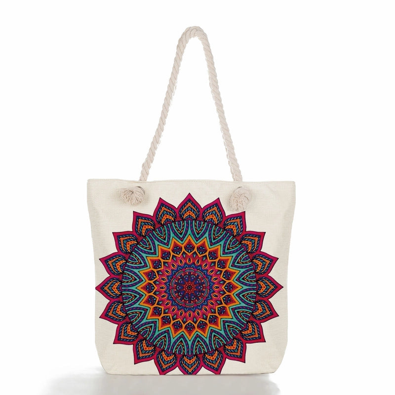Women's Basic Flower Canvas Shopping Bags