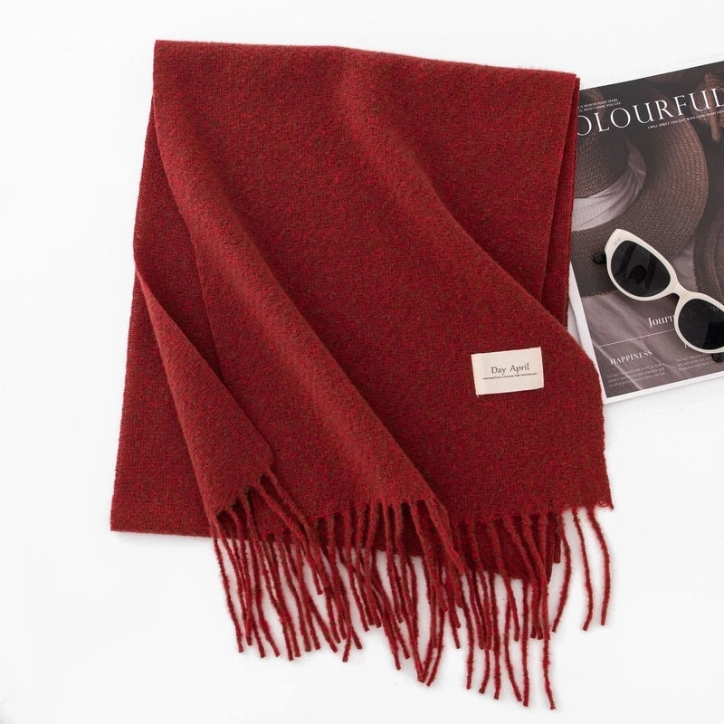 Women's Casual Elegant Minimalist Lattice Polyester Tassel Scarf