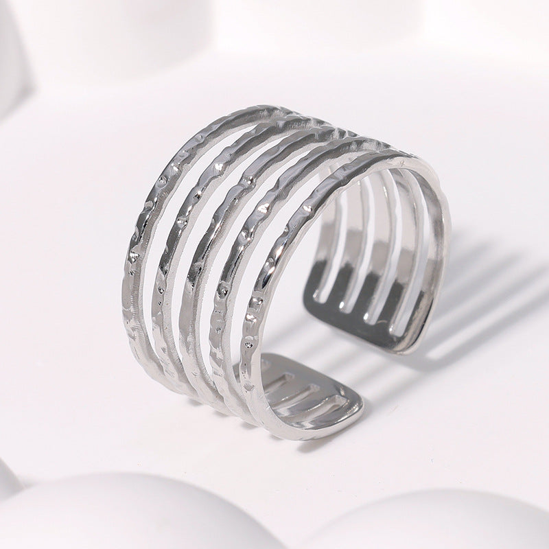 Open Ring Minimalist Stripe Geometric Stainless Steel Electroplating Rings