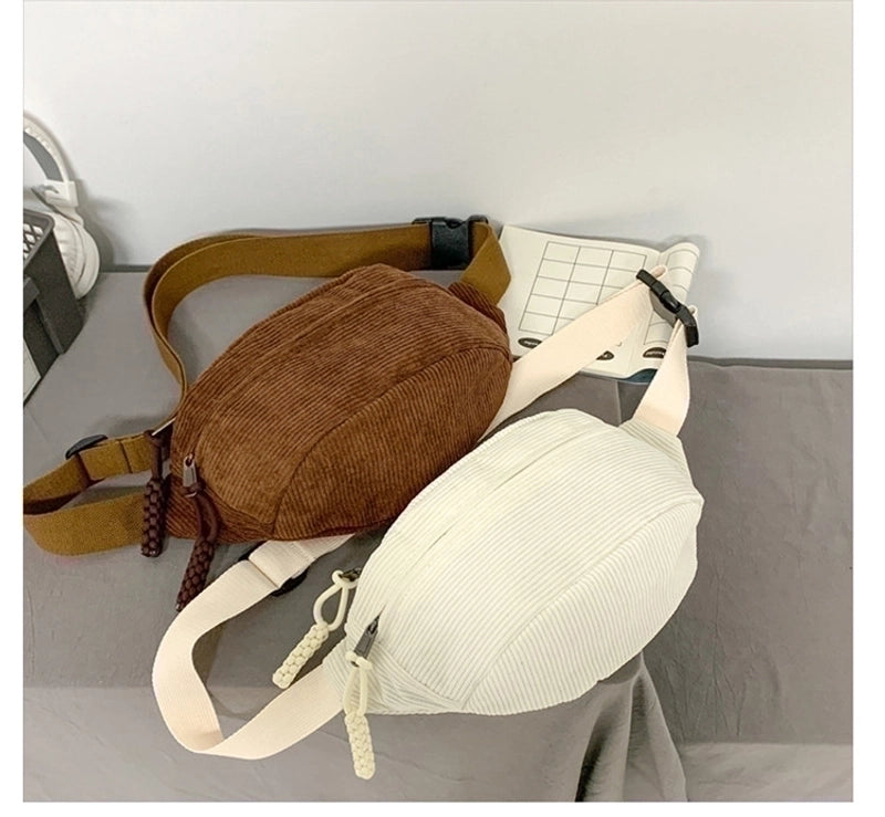 Women's Streetwear Solid Color Corduroy Waist Bags