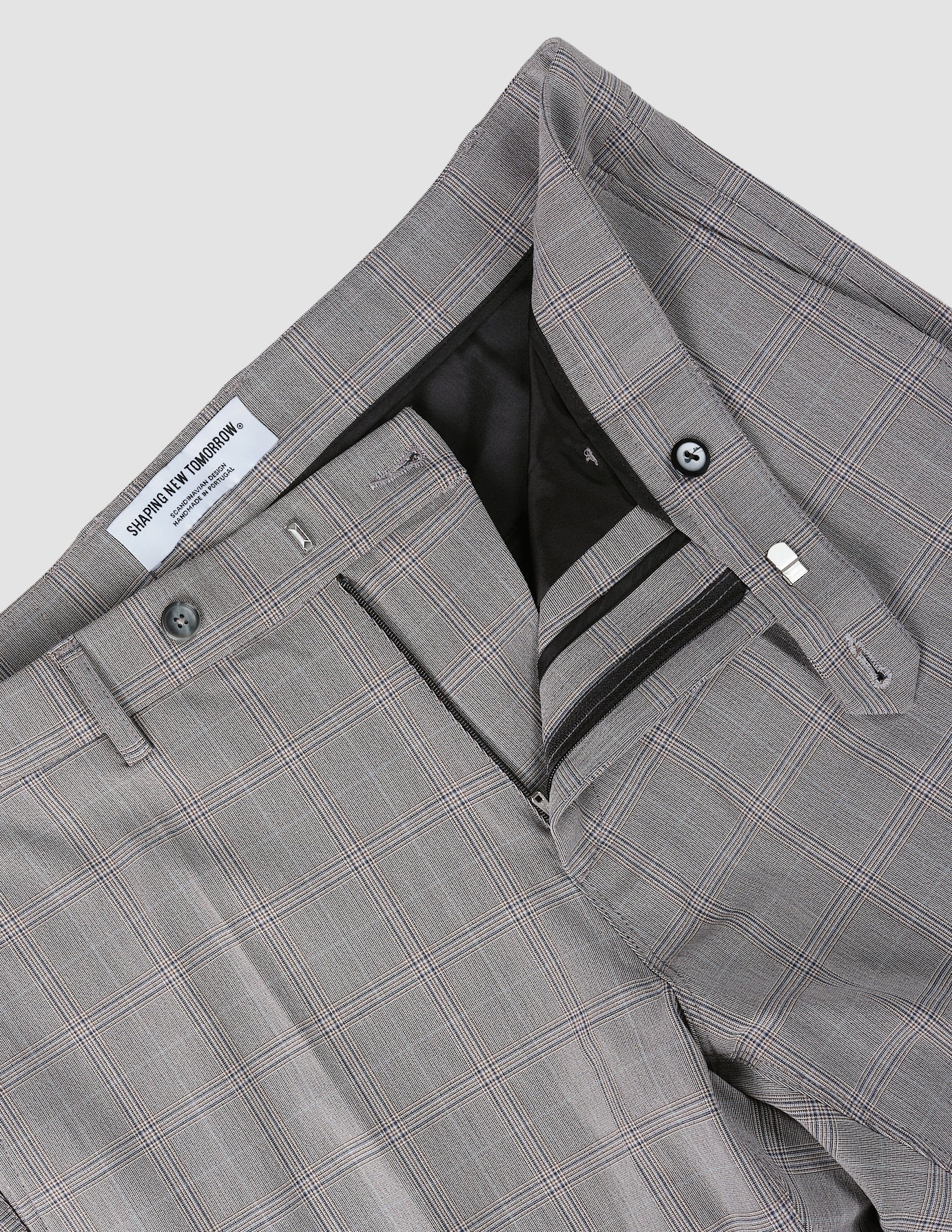 Suit Checked Pants Slim Sterling Grey