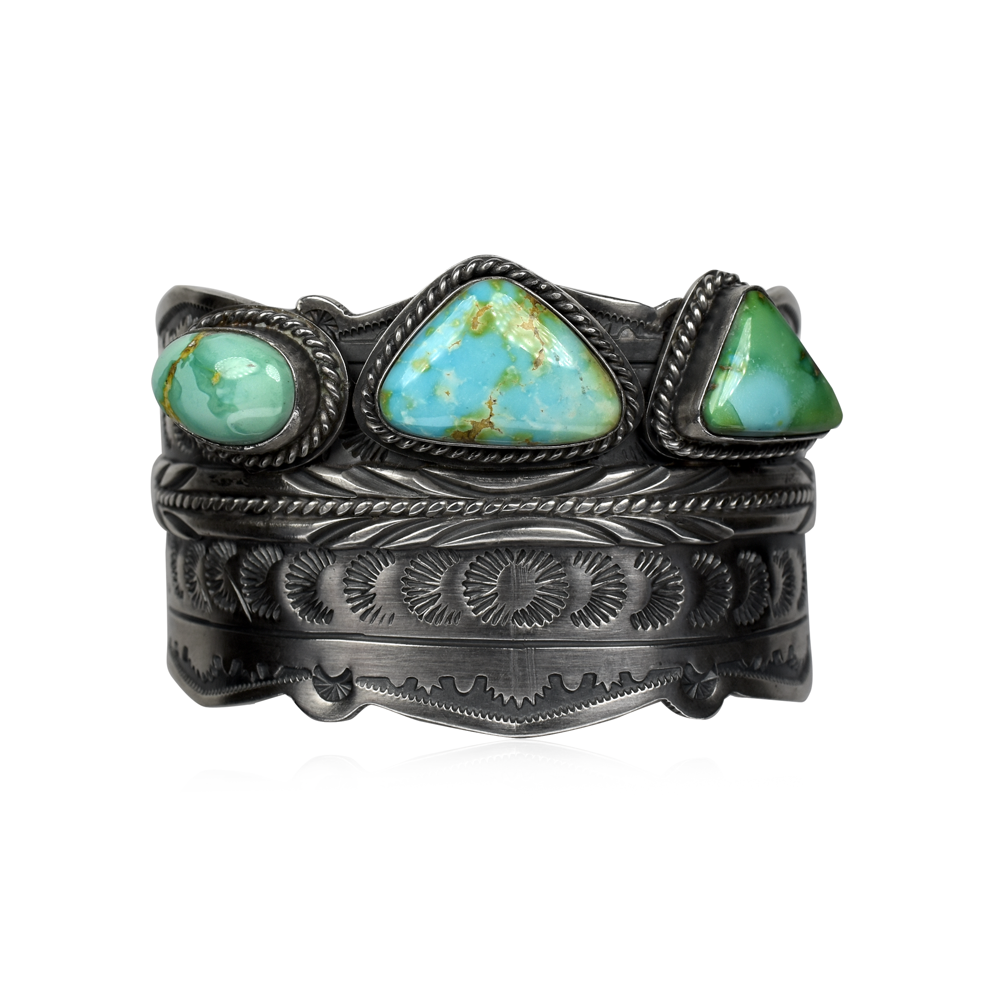 Dry Creek  Three Stone Stamped & Tooled Cuff