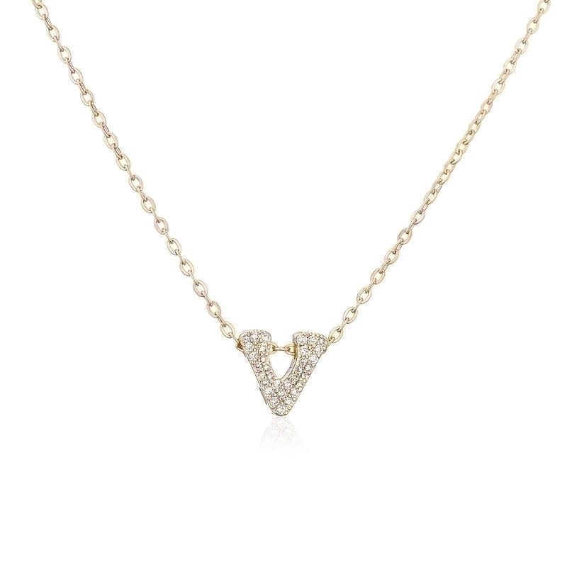 Minimalist Letter Copper Zircon Necklace In Bulk