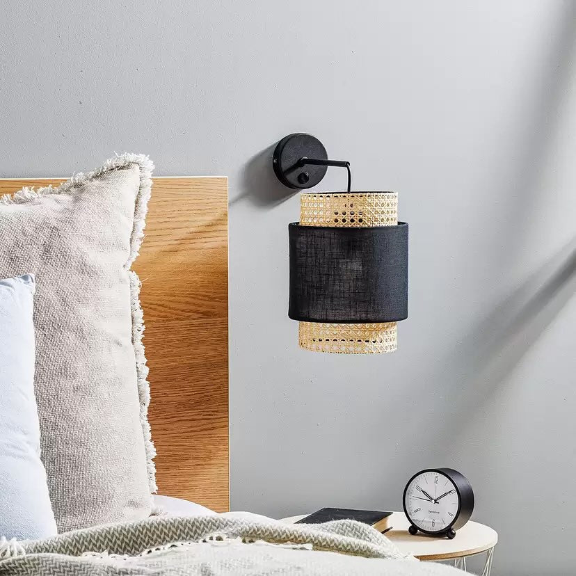 Dual-Tier Rattan Wall Light
