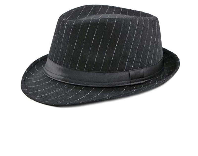 Men's Retro British Style Stripe Crimping Fedora Hat