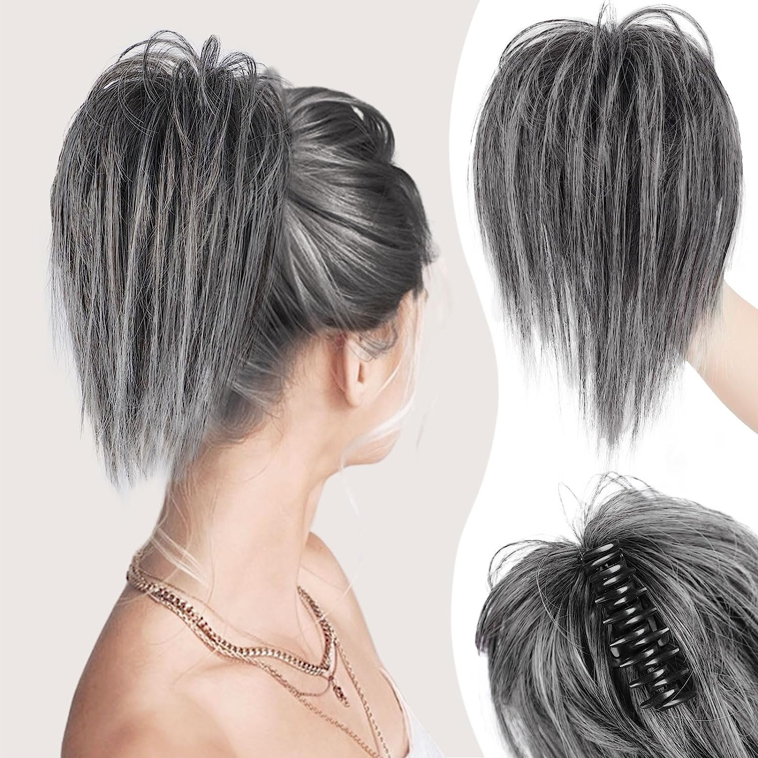 Messy ponytail clip extends hair--High temperature wire