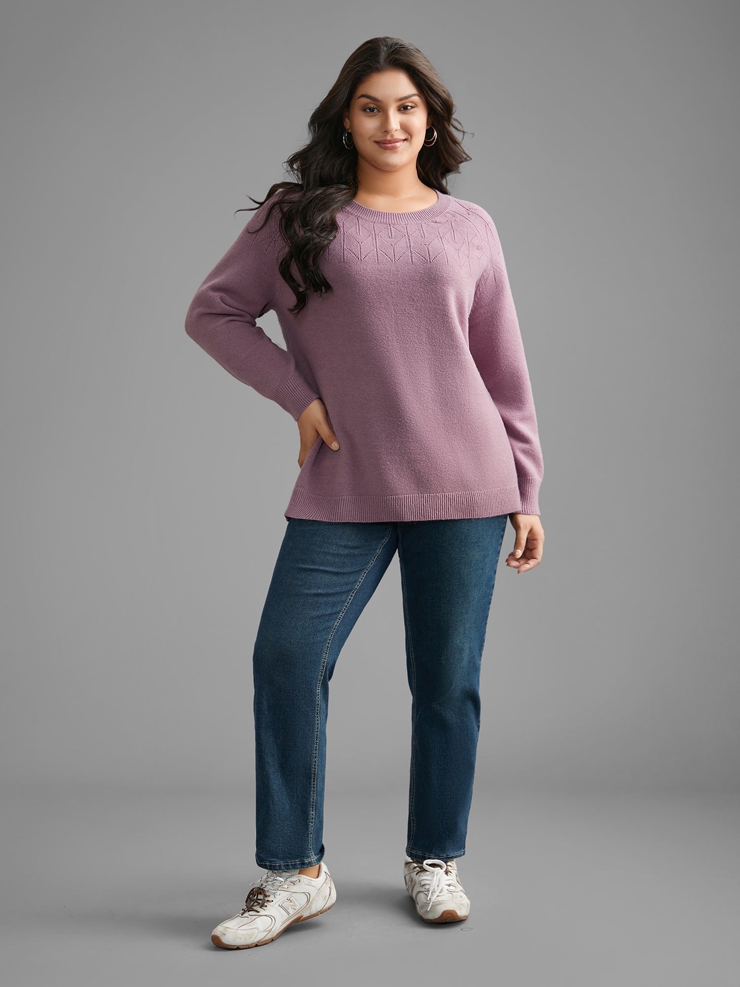 Supersoft Essentials Solid Pointelle Knit Pullover