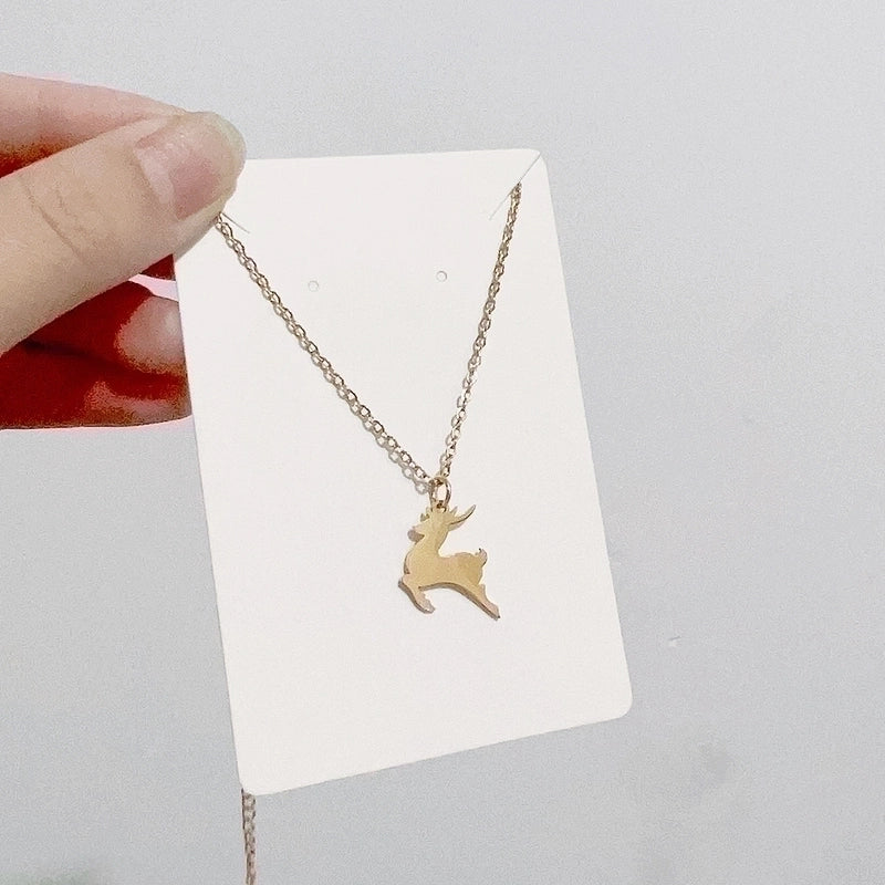 Minimalist Christmas Tree Santa Claus Gingerbread Titanium Steel Plating Hollow Out Pendant Necklace