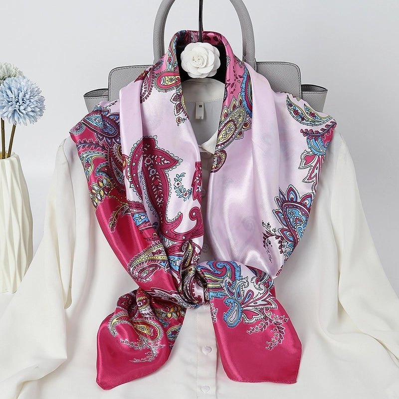 Women's Retro Cashew Nuts Satin Printing Scarf
