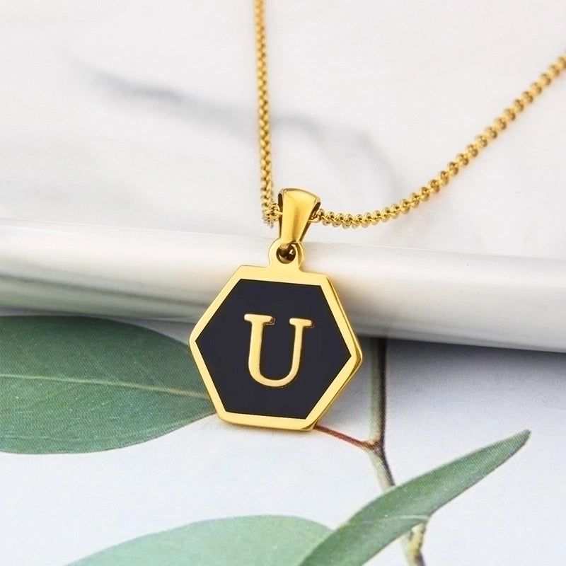 Titanium Steel Minimalist Plating Letter Necklace