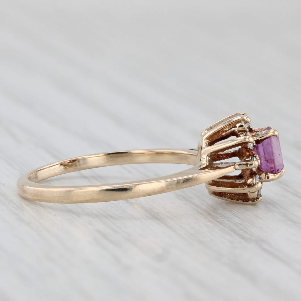 0.42ctw Oval Ruby Diamond Halo Ring 10k Yellow Gold Size 6.25