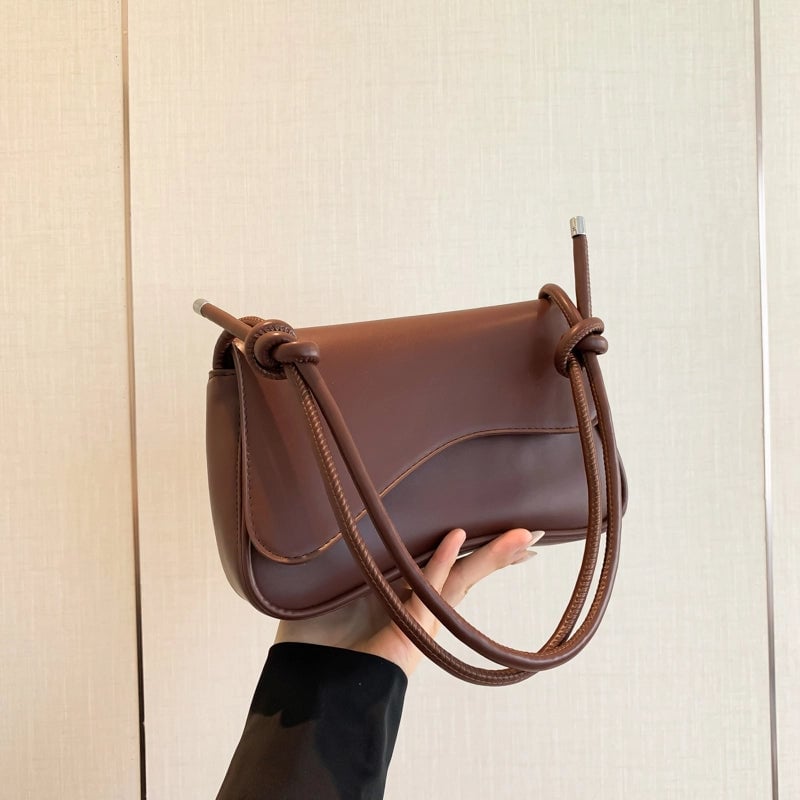 Women's Pu Leather Solid Color Streetwear Square Flip Cover Shoulder Bag Underarm Bag