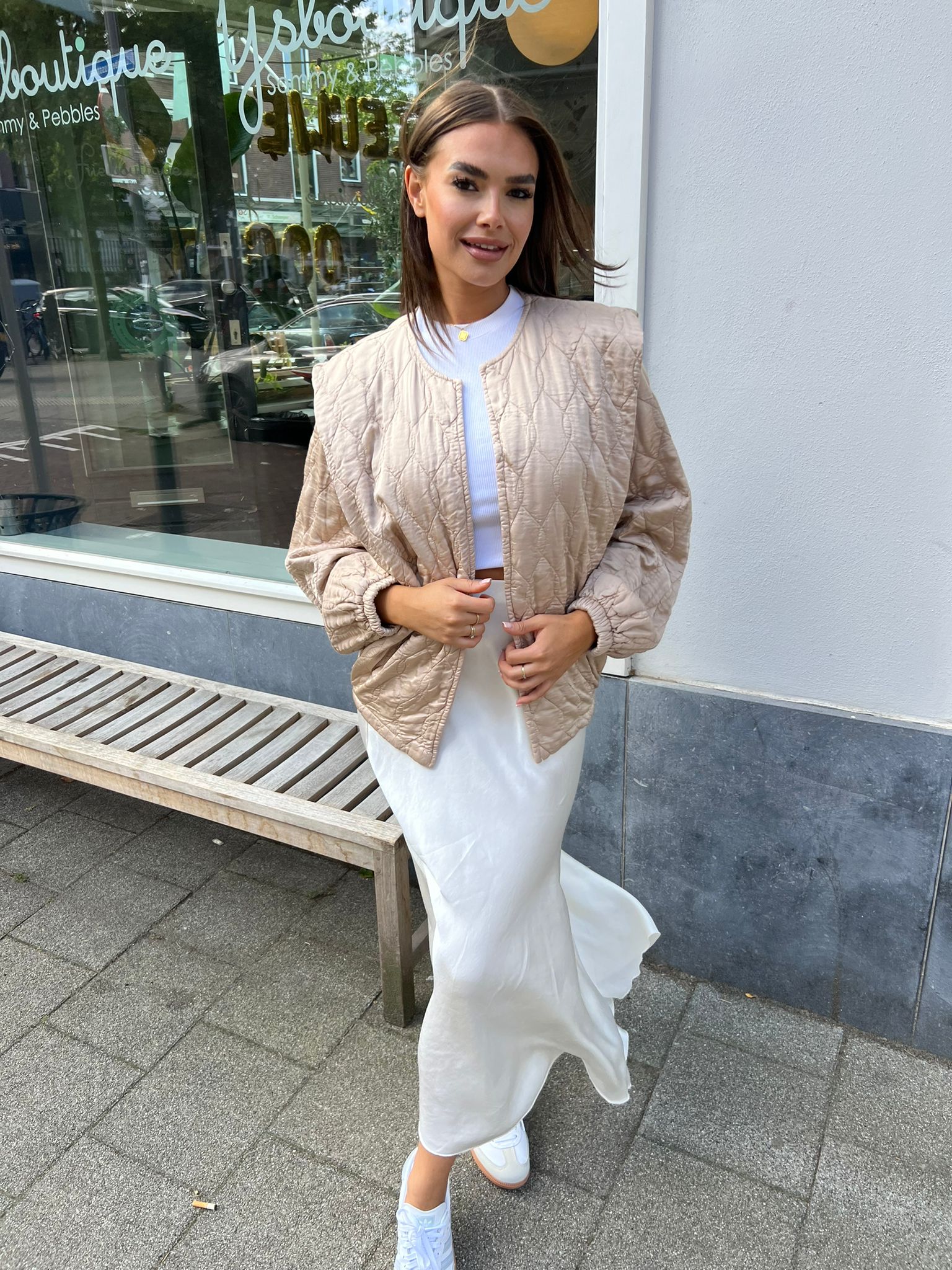 Mara jacket thin cap sleeve beige