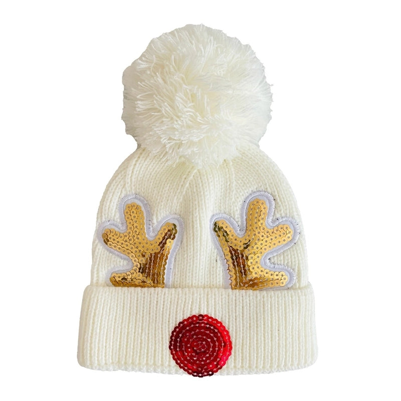 Children Unisex Cute Antlers Embroidery Wool Cap