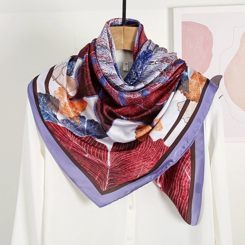 Women's Ethnic Style Sweet Color Block Satin Printing Scarf