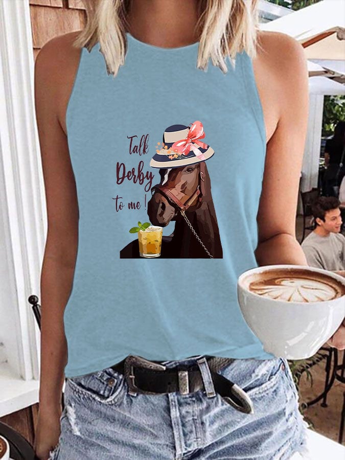 Women's Talk Derby To Me Printed Casual Tank Top