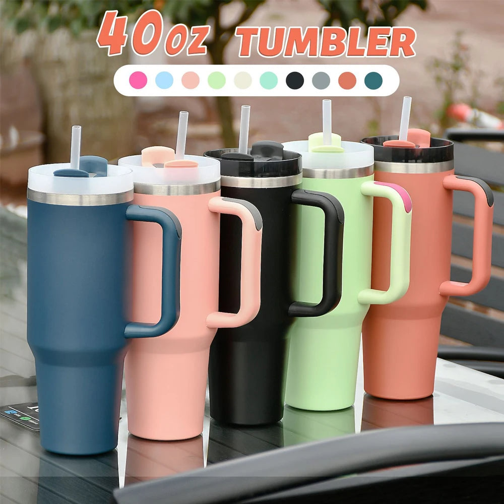 Stainless Steel Tumbler with Straw