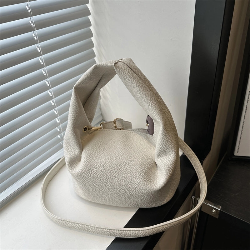 Women's Small Pu Leather Solid Color Streetwear Square Zipper Ruched Bag