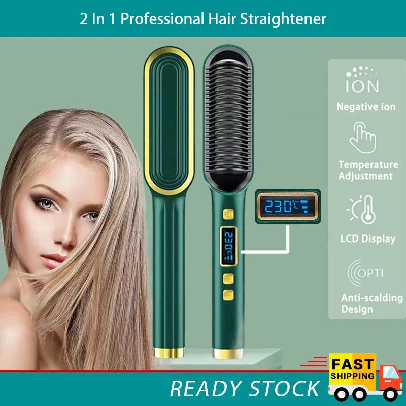 Heating Straightening Comb Hair Straightener Brush.