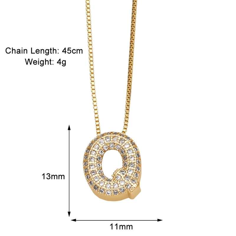 Copper 18K Gold Plated Modern Style Minimalist Plating Inlay Letter Zircon Pendant Necklace