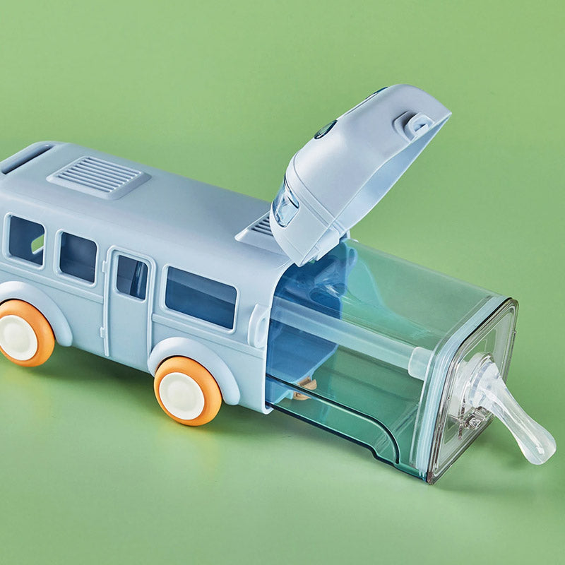 Portable Kids Bus Water Bottle With Straw