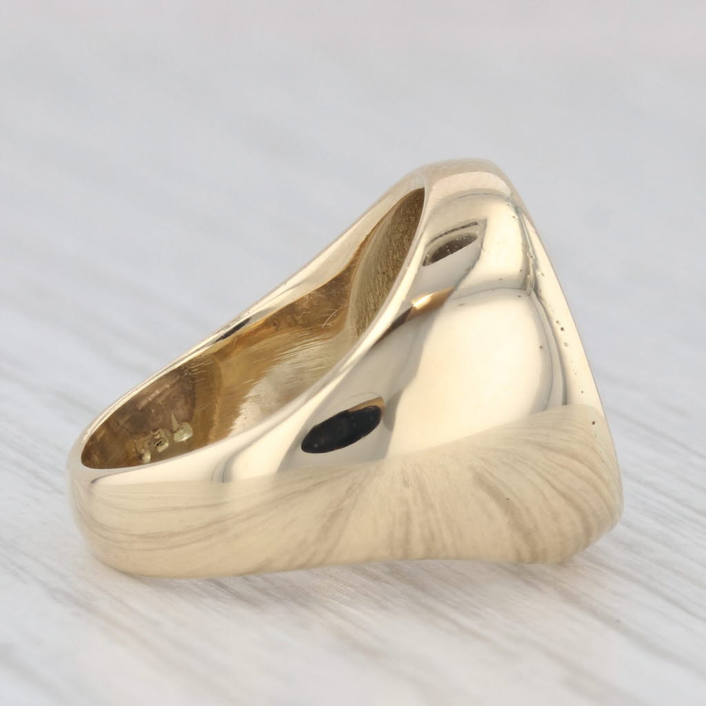 Figural Coin Copy Ring 18k Yellow Gold Silver Size 4 Signet