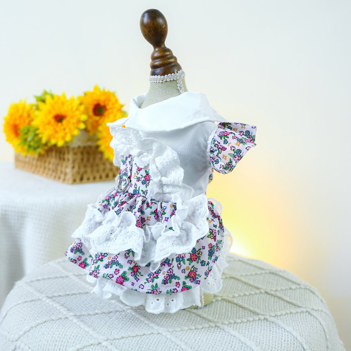 Flower Lace Decor Dog Cat Dress Harness