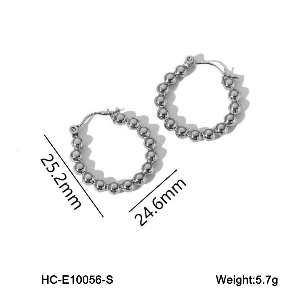 Sphere Geometric Stainless Steel Electroplating Earrings