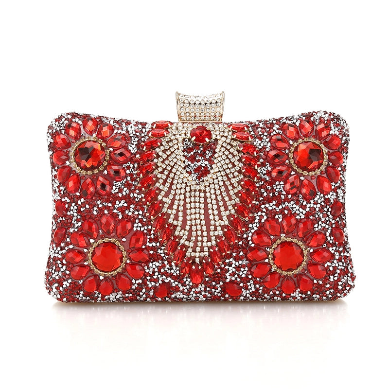 Black Gold Silver Rhinestone Color Block Square Evening Bags