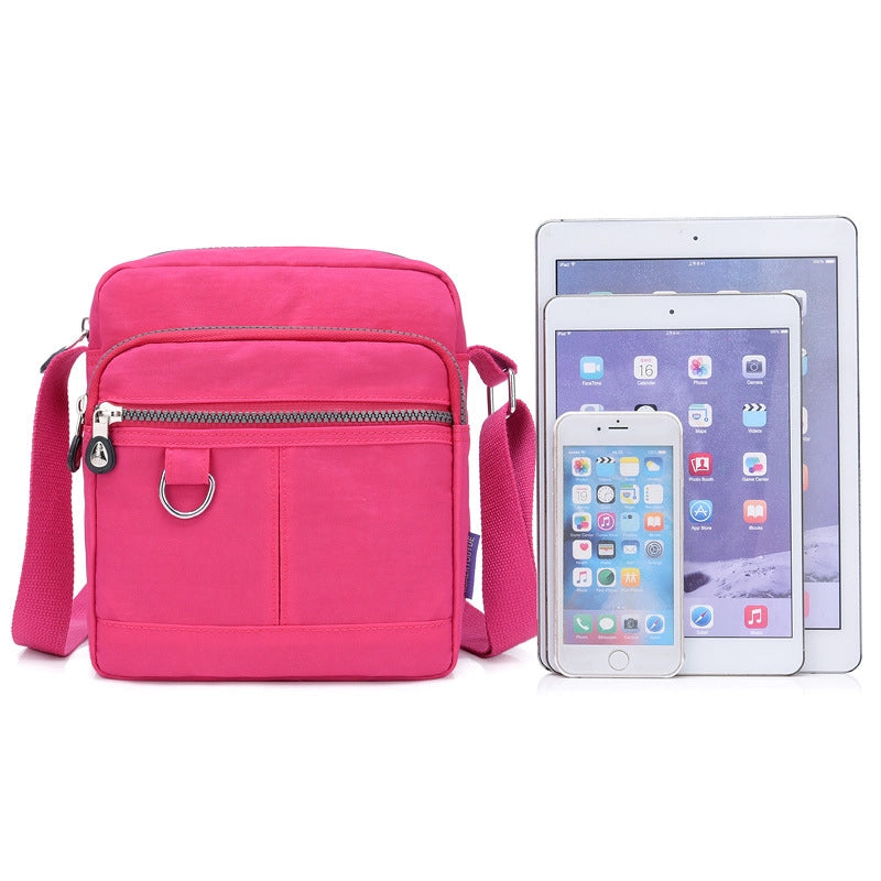 Women's Medium Nylon Solid Color Classic Style Square Zipper Shoulder Bag