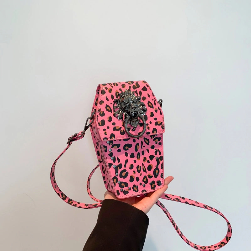 Women's Medium Pu Leather Leopard Streetwear Square Magnetic Buckle Crossbody Bag