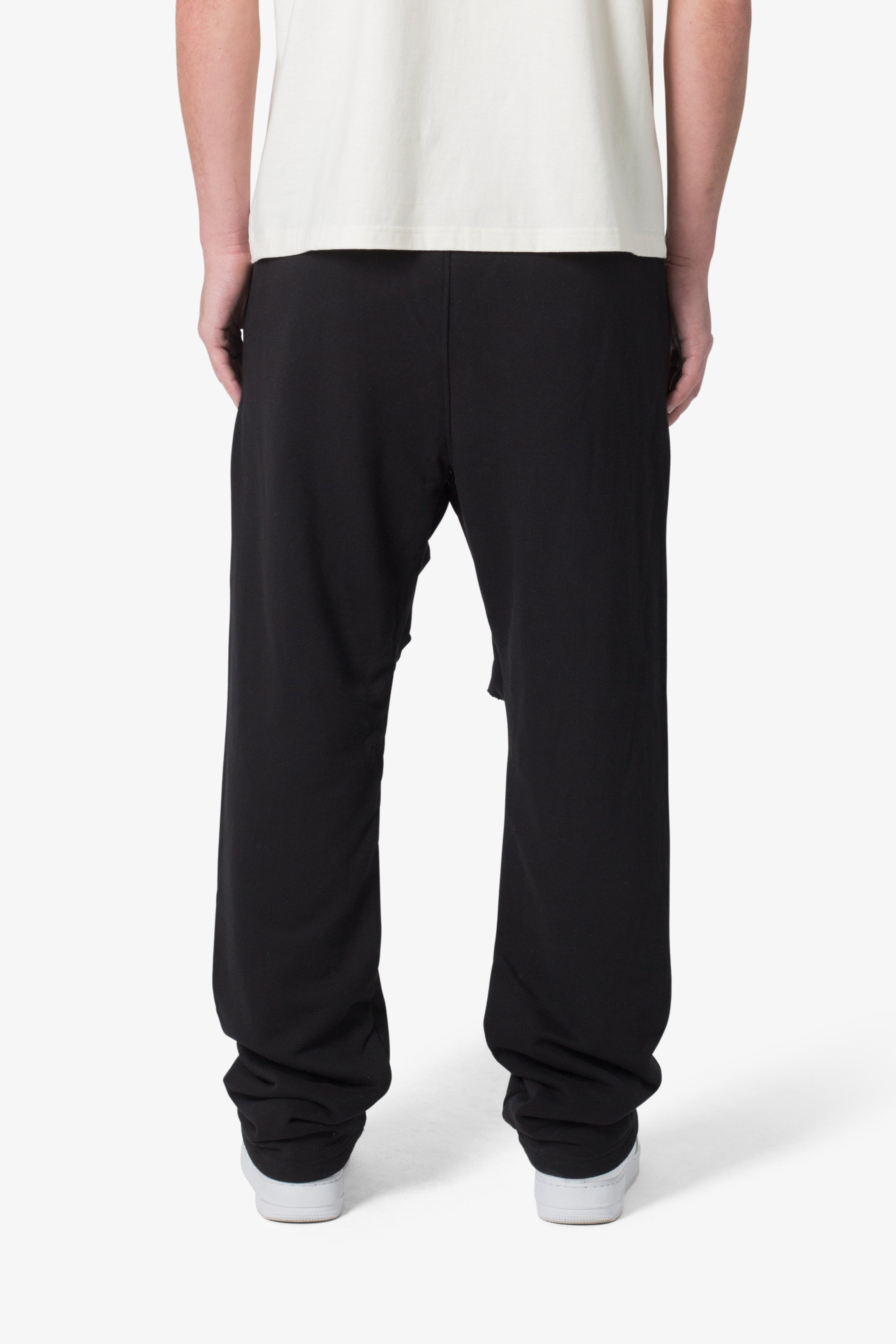 Shredded Layered Baggy Sweatpants - Black