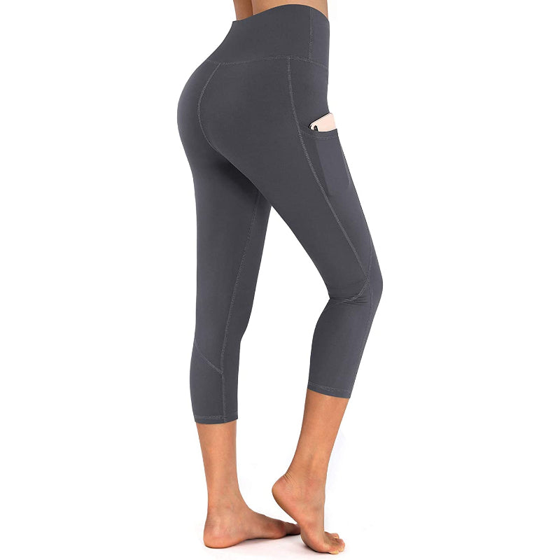 Women's High Waist Capri Yoga Pants Workout Leggings with Pockets For Tummy Control