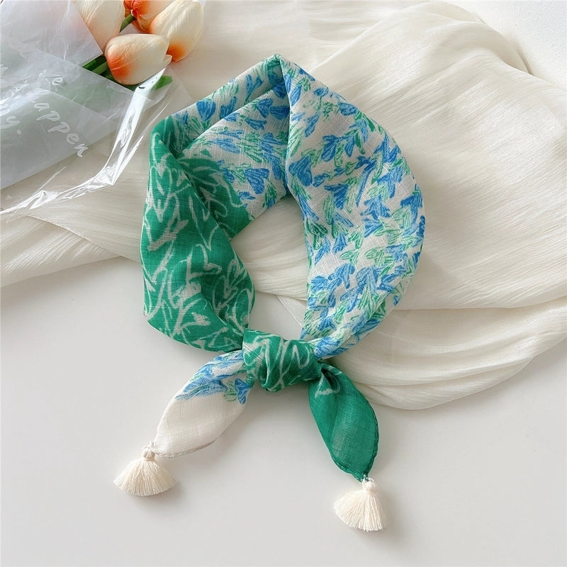Women's Elegant Minimalist Flower Cotton And Linen Silk Scarf