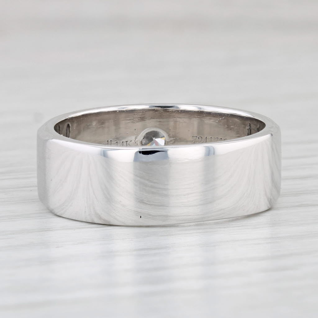 Men's 0.51ct Diamond Wedding Ring 14k White Gold Size 12 Brushed