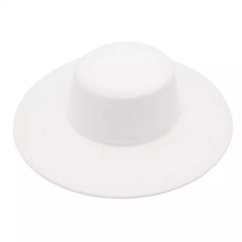 Special For Autumn And Winter Flat Top Woolen Hat Big Brim Felt Hat Female Jazz Hat French Hepburn Style