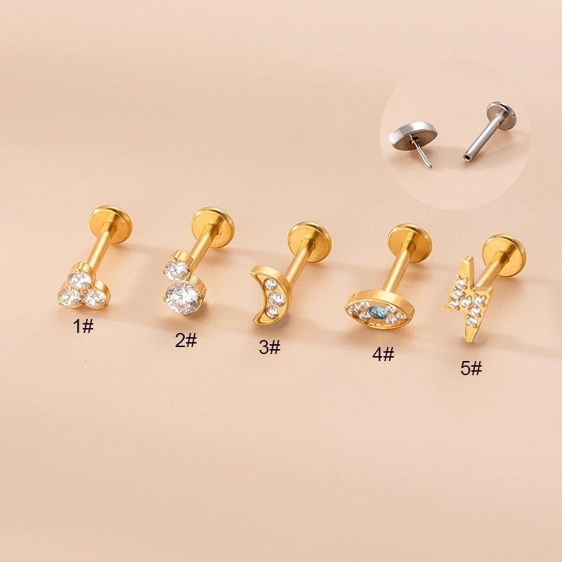 1 Piece Lip Rings Fashion Geometric Eye Lightning 316L Stainless Steel  Copper Plating Rhinestones