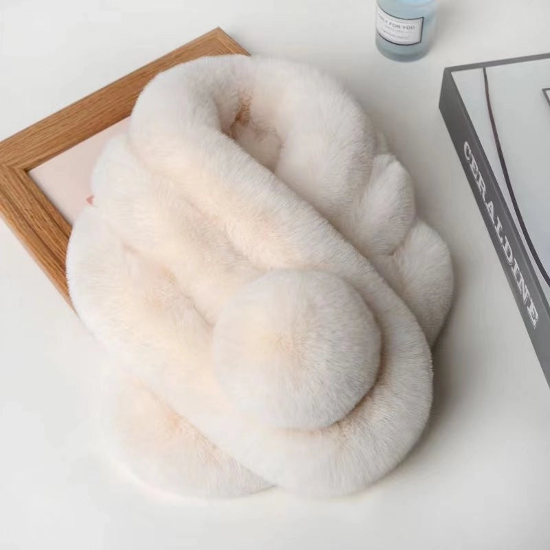 Three-tube Warm Thickened Plush Warm Anti-rabbit Fur Scarf Simple Cross Scarf
